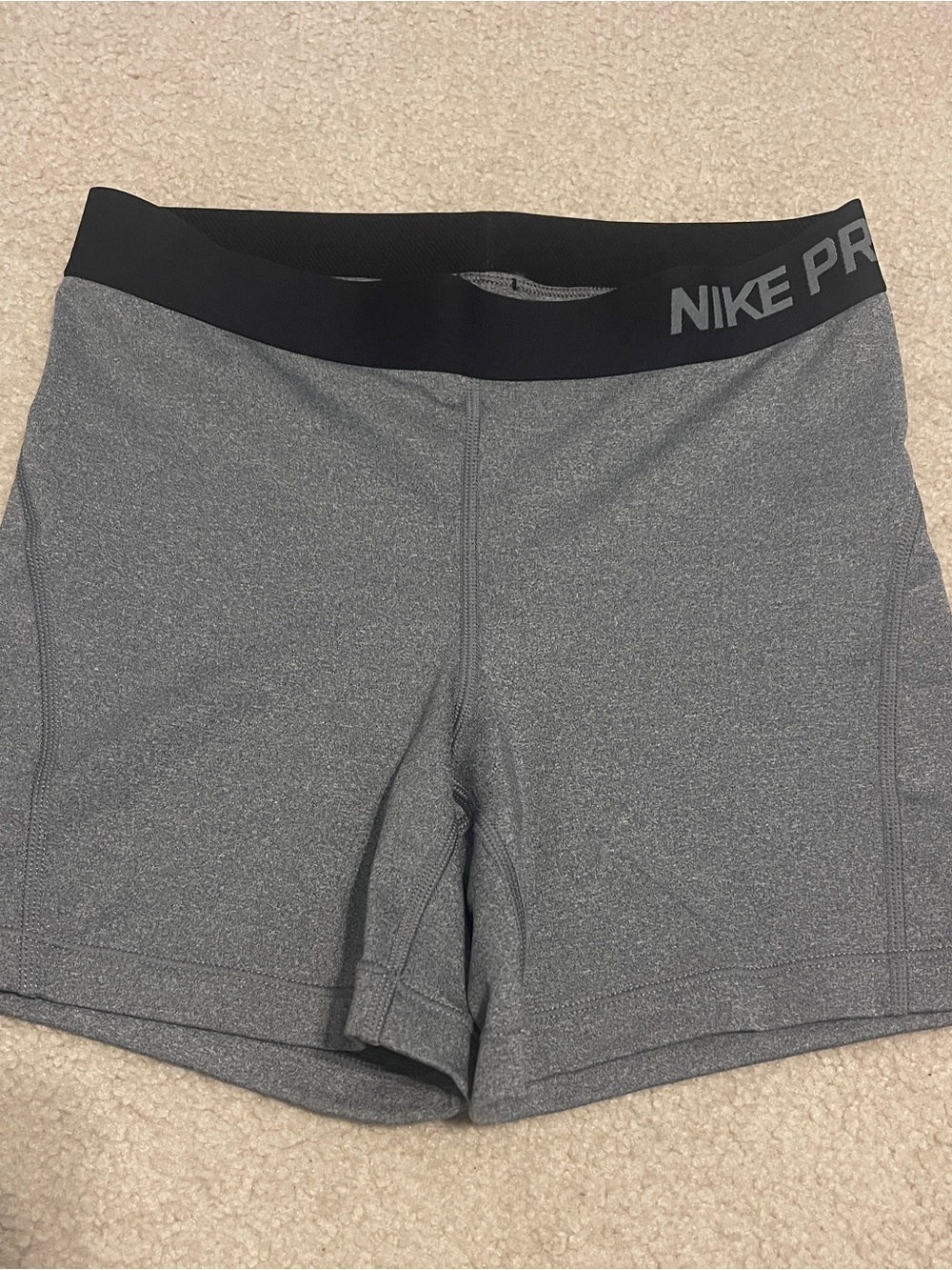 Nike Grey Athletic Performance Shorts with Black Waistband
